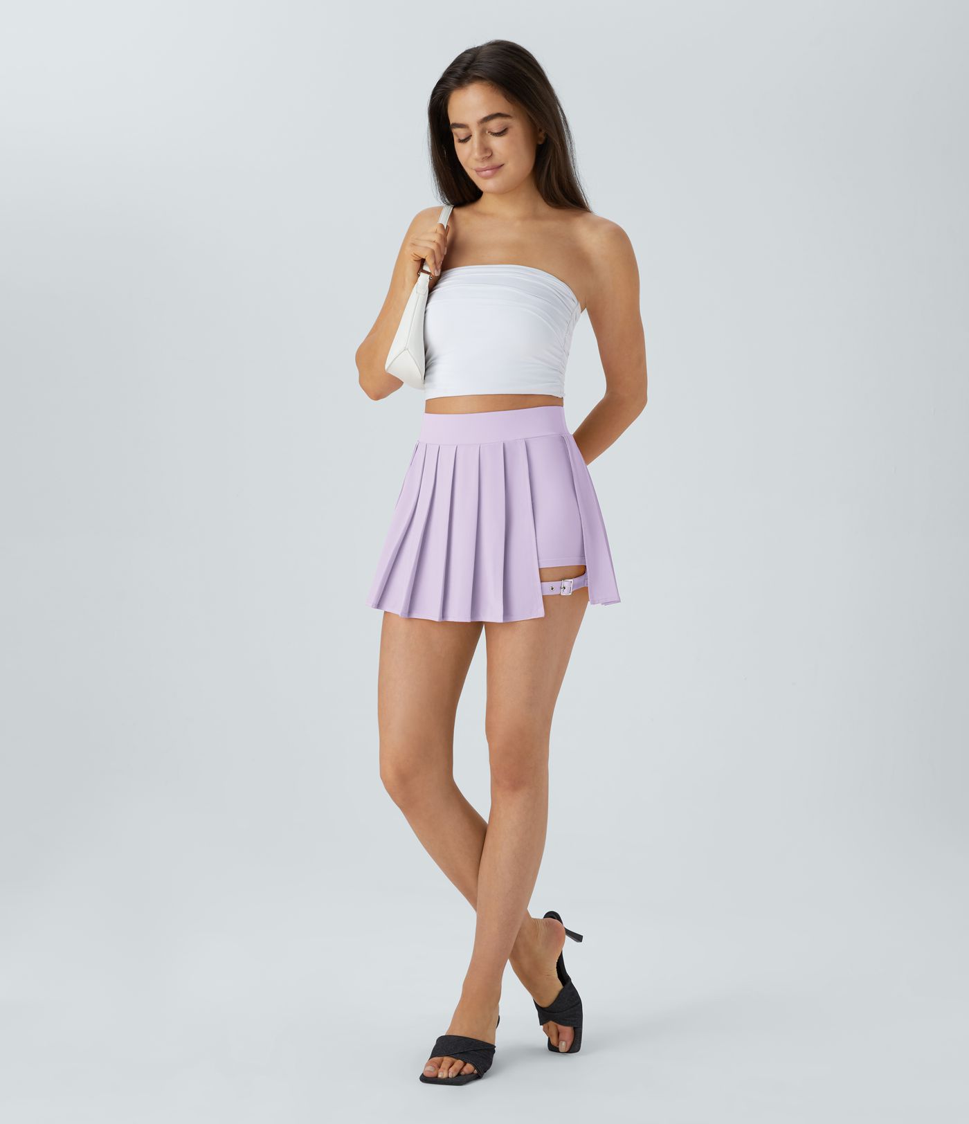 Breezeful™ High Waisted Pleated 2-in-1 Pocket Adjustable Buckle Micro Mini Quick Dry Casual Skirt
