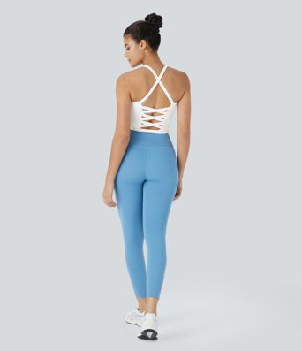 Crisscross Backless Built-in Bra Cropped Running Tank Top A-D Cups Crisscross Backless Built-in Bra Cropped Running Tank Top A-D Cups