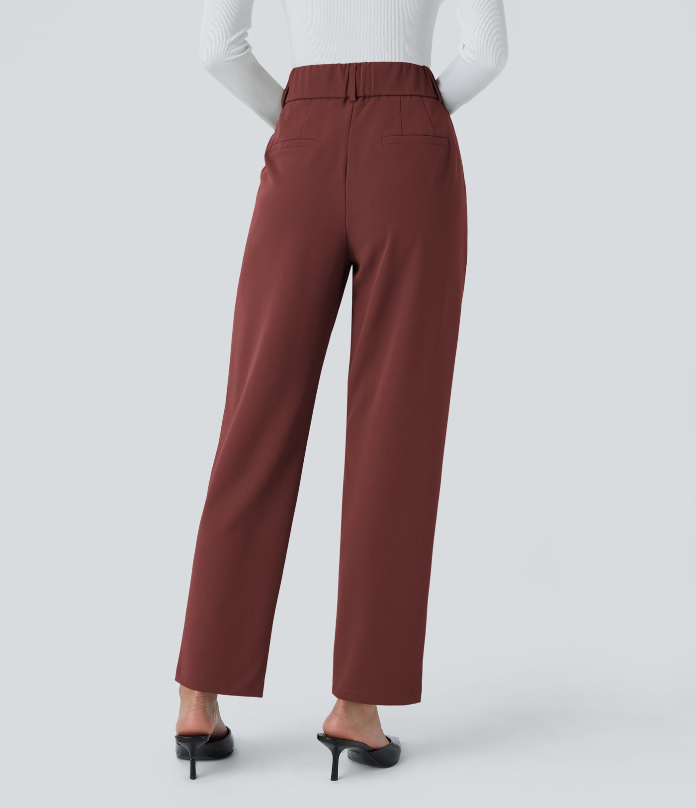 Pantalon tailleur Halara Flex™ fuselé uni, taille haute, avec poches