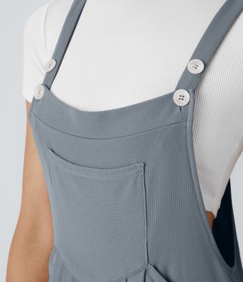 Pockets Waffle Casual Overalls