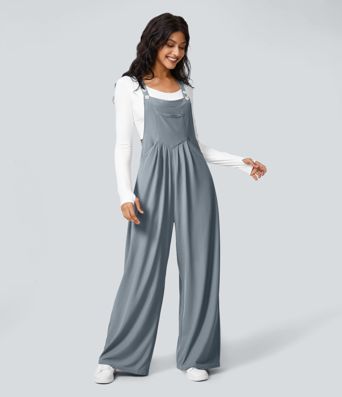 Pockets Waffle Casual Overalls