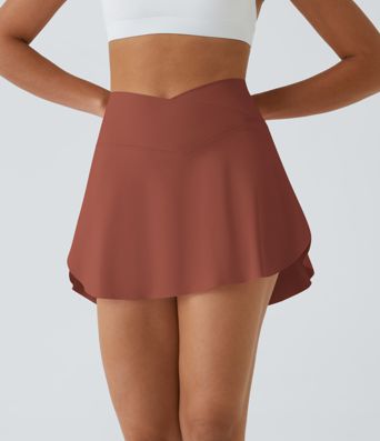 SoftlyZero™ Airy Crossover Pocket 2-in-1 Cool Touch Tennis Women Long Skirt-Longer Length-UPF50+