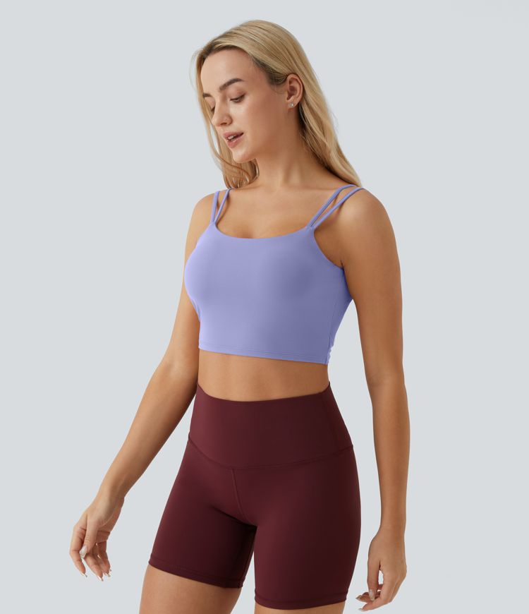 Double Straps Backless Twisted Cropped Yoga Tank Top