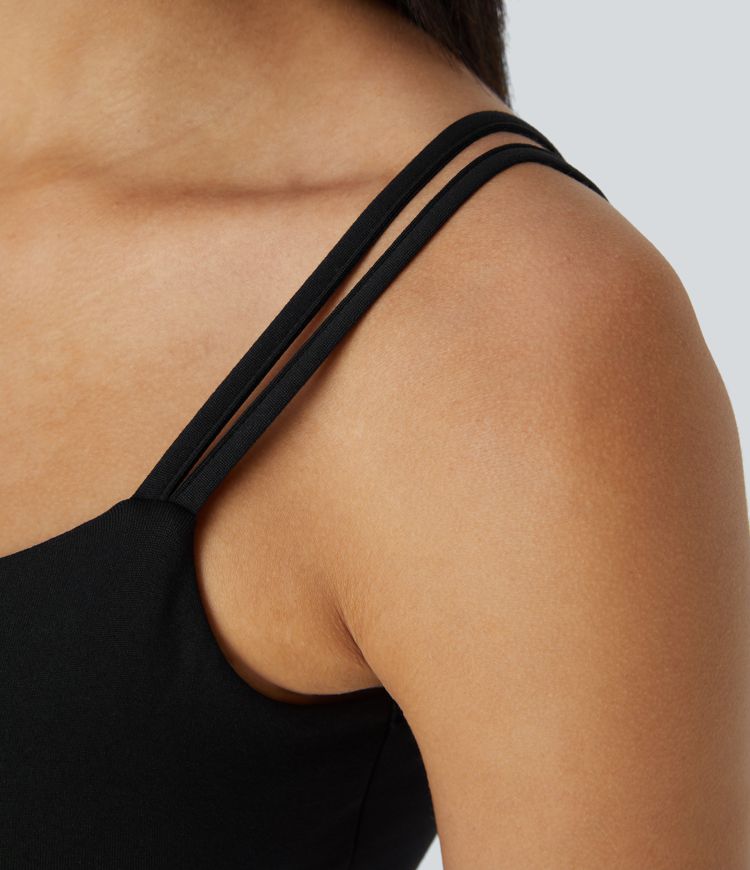 Double Straps Backless Twisted Cropped Yoga Tank Top