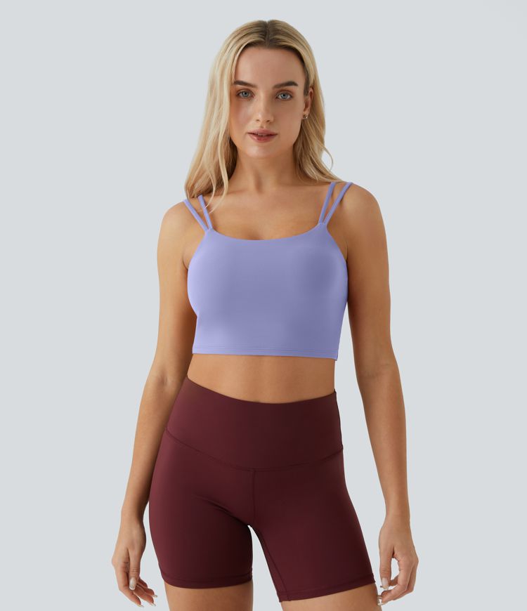 Double Straps Backless Twisted Cropped Yoga Tank Top