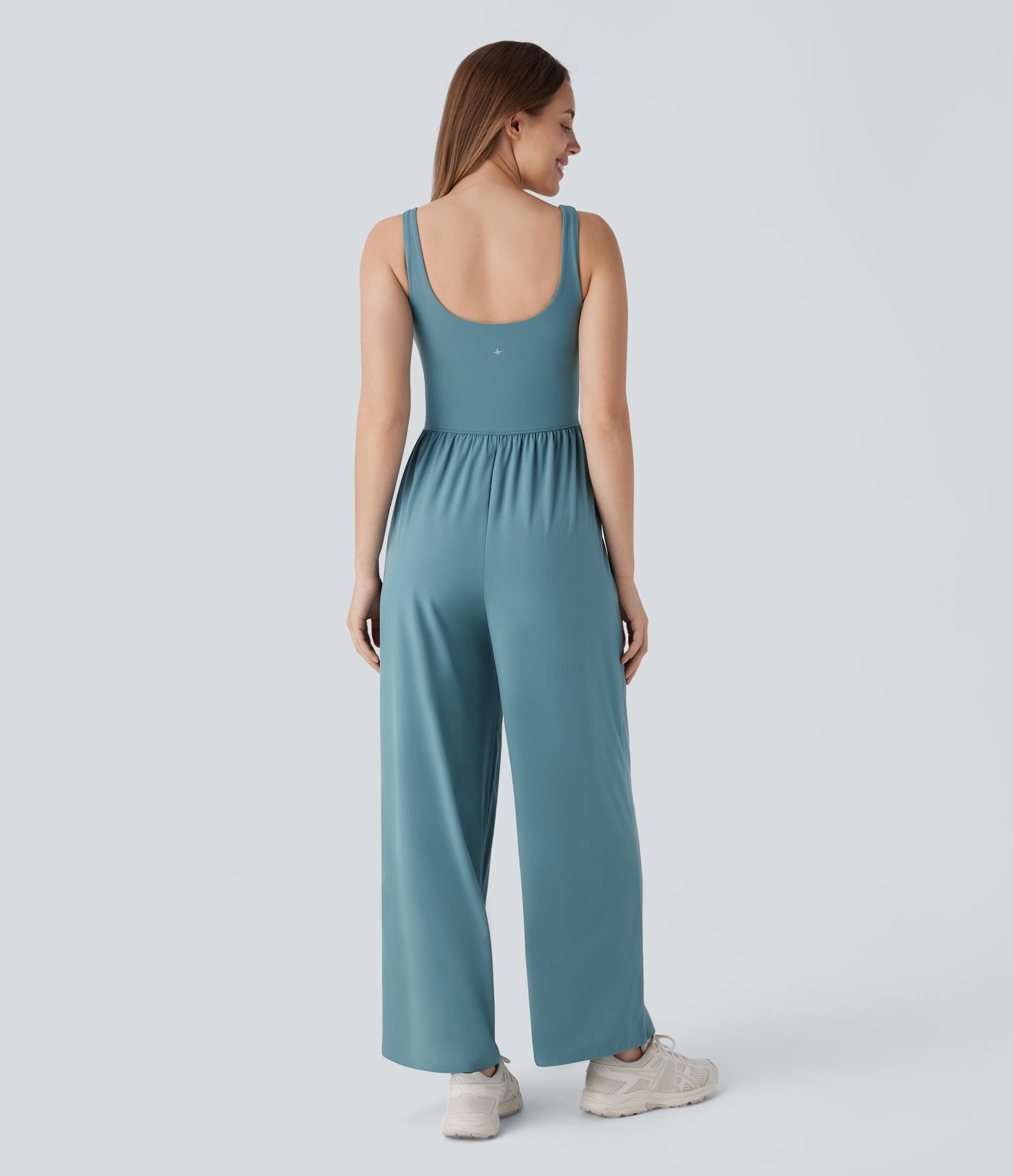 Breezeful™ Backless Side Pocket Straight Leg Quick Dry Yoga Jumpsuit