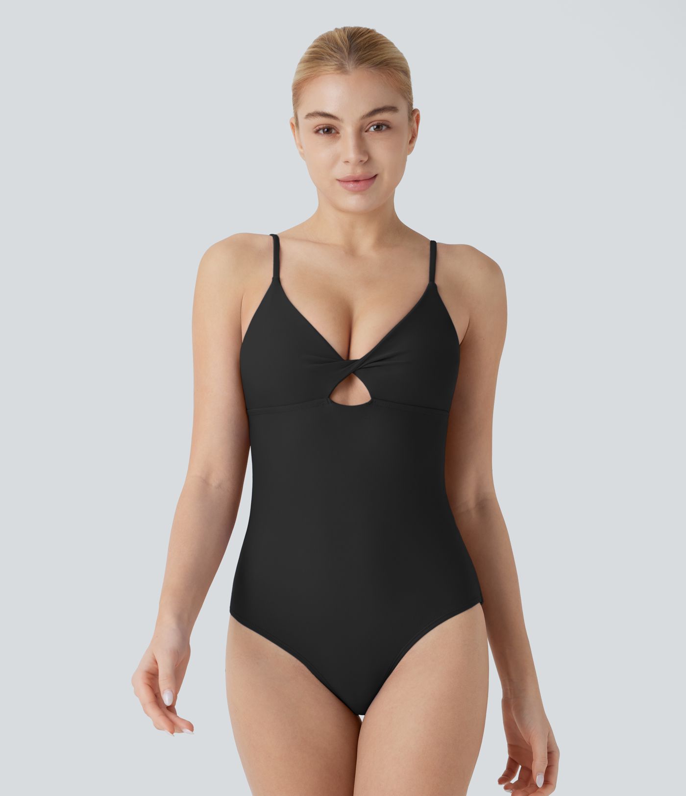 Maillot de bain une pièce dos nu torsadé à bretelles ajustables