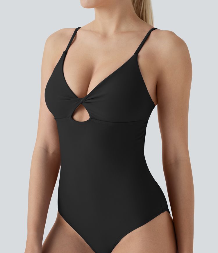 Maillot de bain une pièce dos nu torsadé à bretelles ajustables