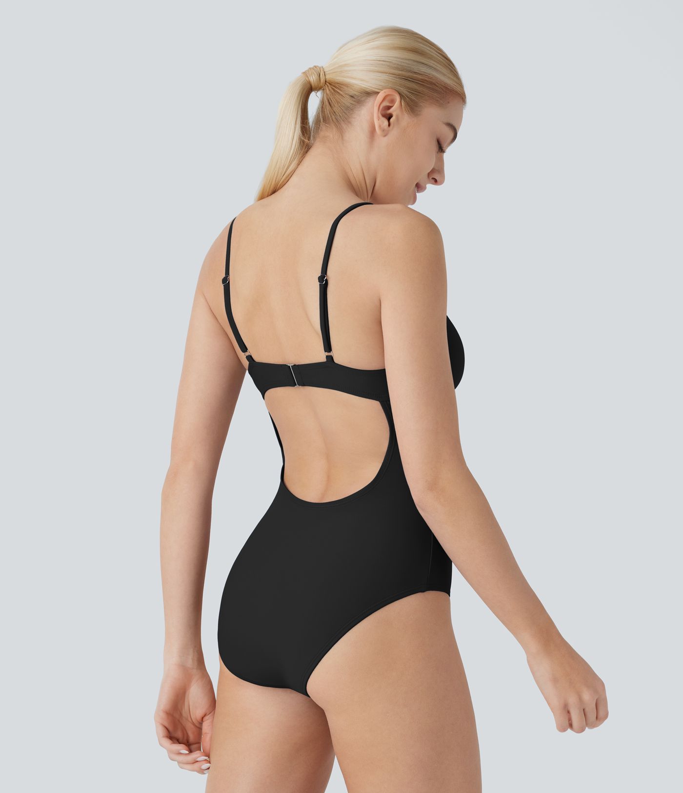 Maillot de bain une pièce dos nu torsadé à bretelles ajustables