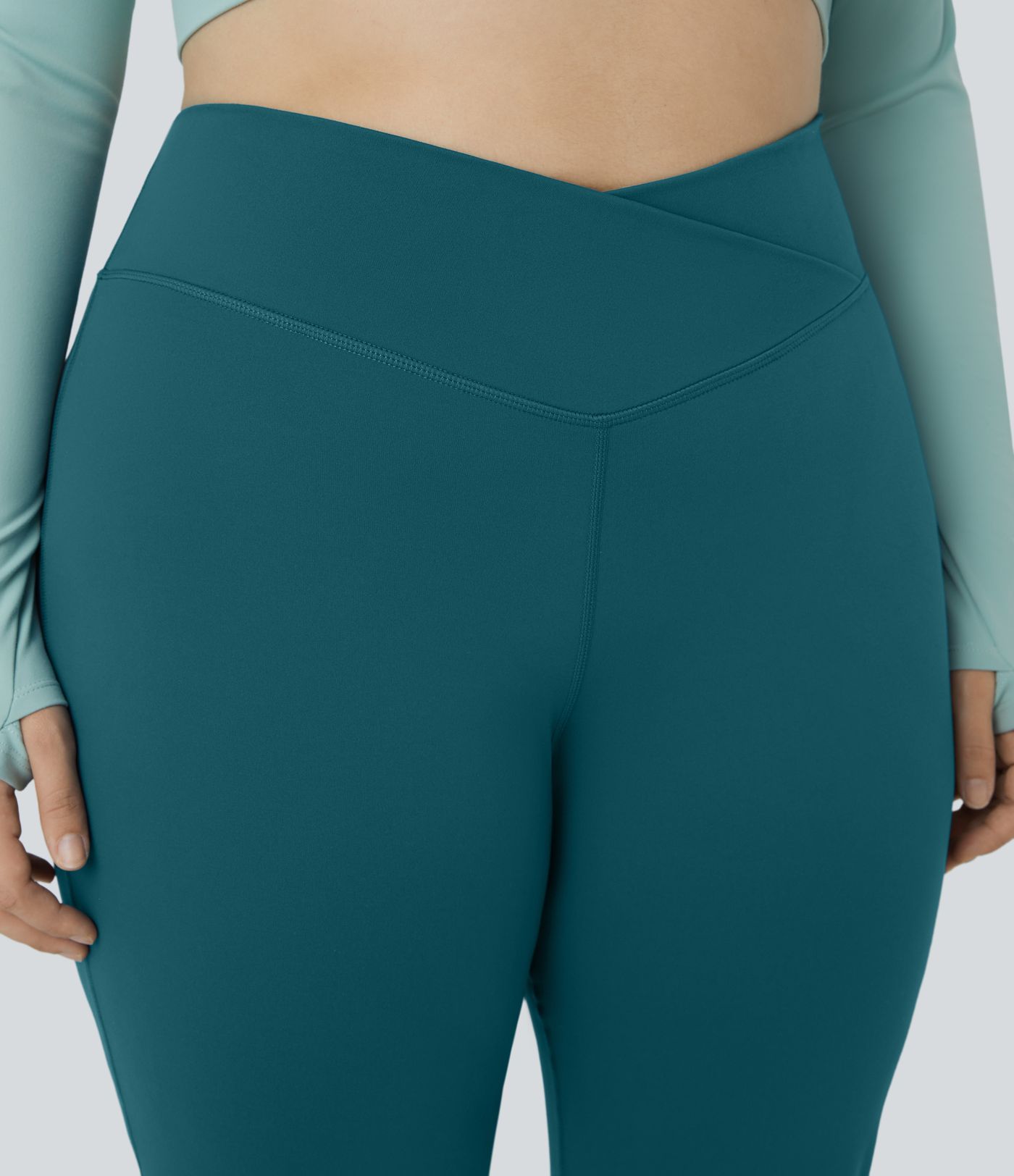DayStretch High Waisted Crossover Full Length Flare Plus Size Leggings
