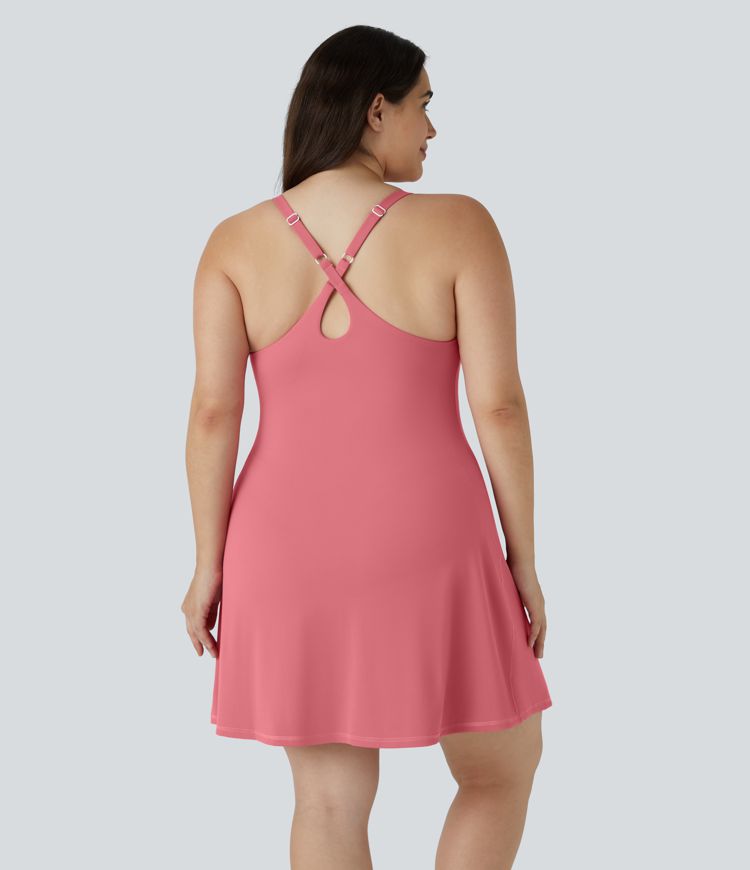Everyday SoftlyZero™ Plush 2-in-1 Flare Plus Size Activity Dress-Wannabe-Longer Length