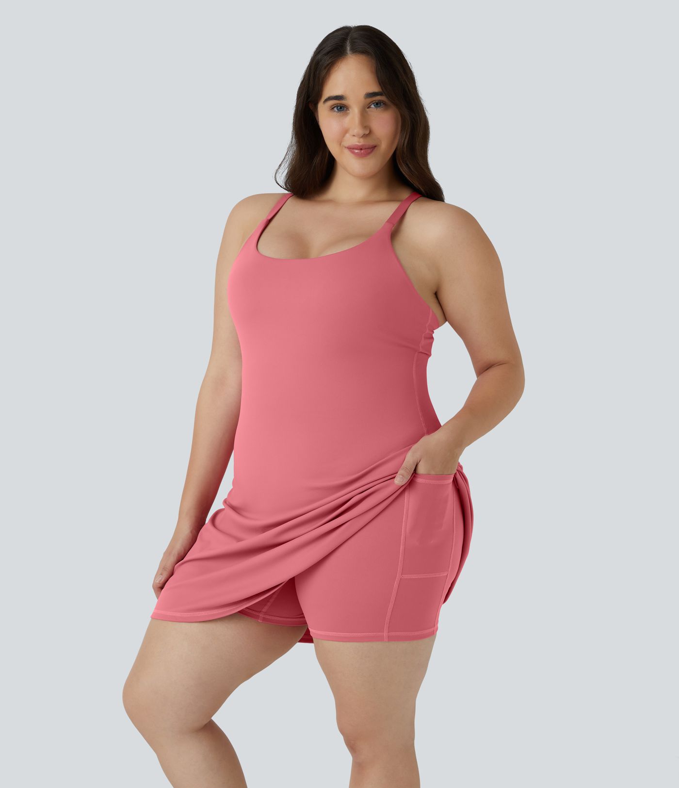 Everyday SoftlyZero™ Pluche 2-in-1 Flare Plus Size Activiteitsjurk met Verlengde Lengte