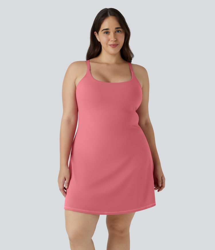 Everyday Softlyzero™ Plush Backless 2-in-1 Flare Plus Size Activity Dress-Wannabe-Longer Length & Adjustable Straps
