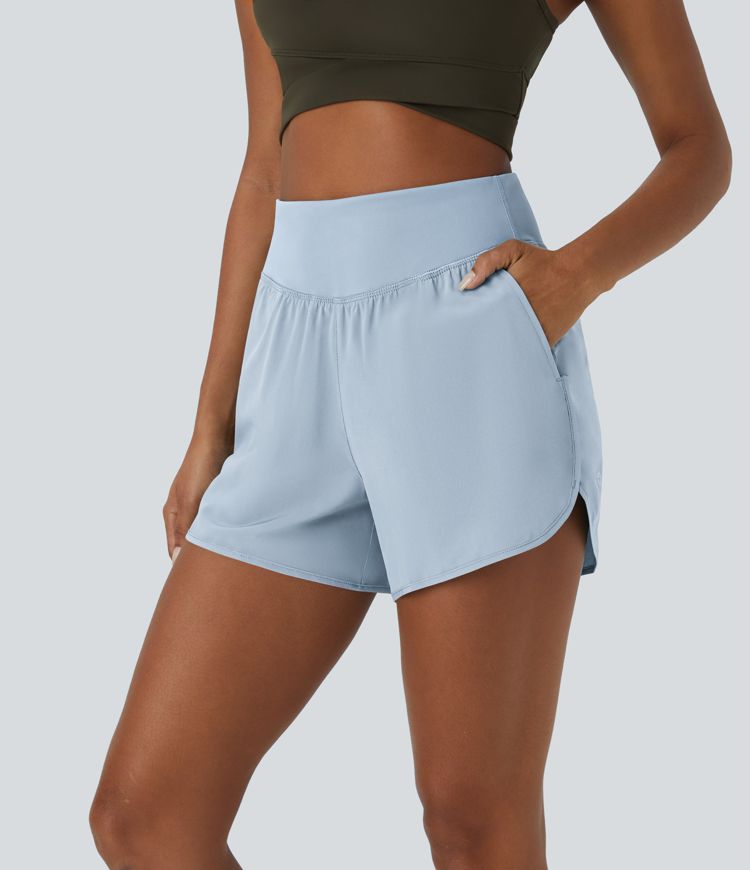 Breezeful™ High Waisted Side Pocket Quick Dry Casual Shorts 4"