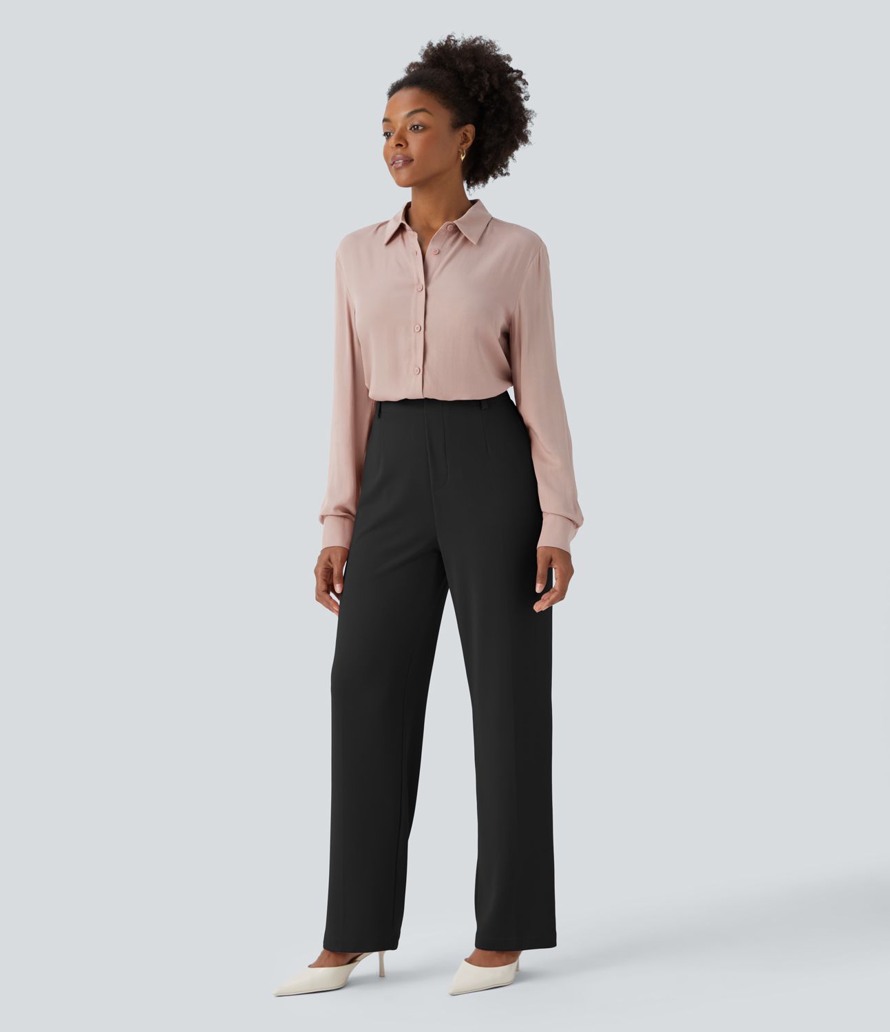 Halara button long sleeve wrinkle workwear shirt