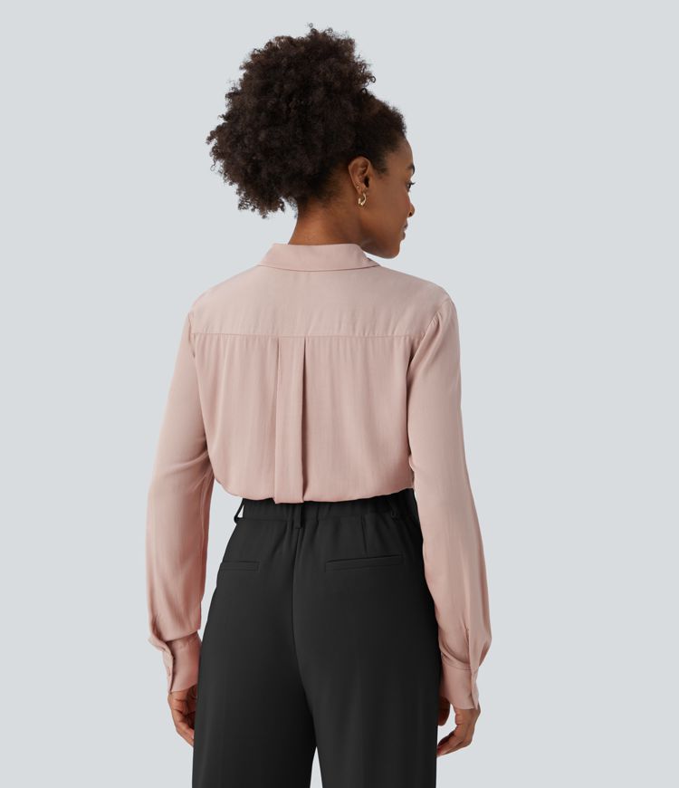 Halara button long sleeve wrinkle workwear shirt