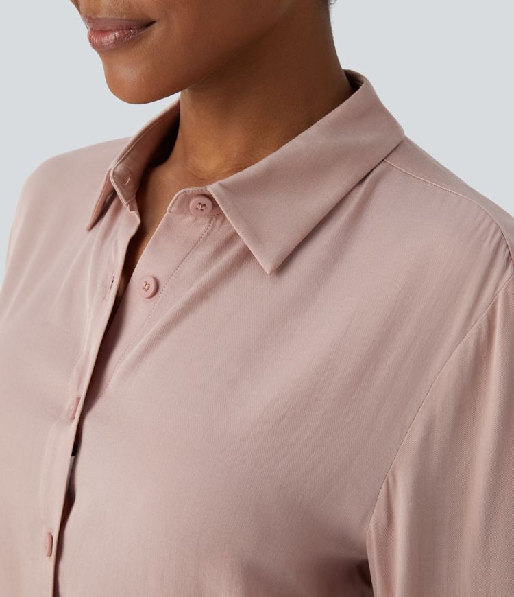 Halara button long sleeve wrinkle workwear shirt