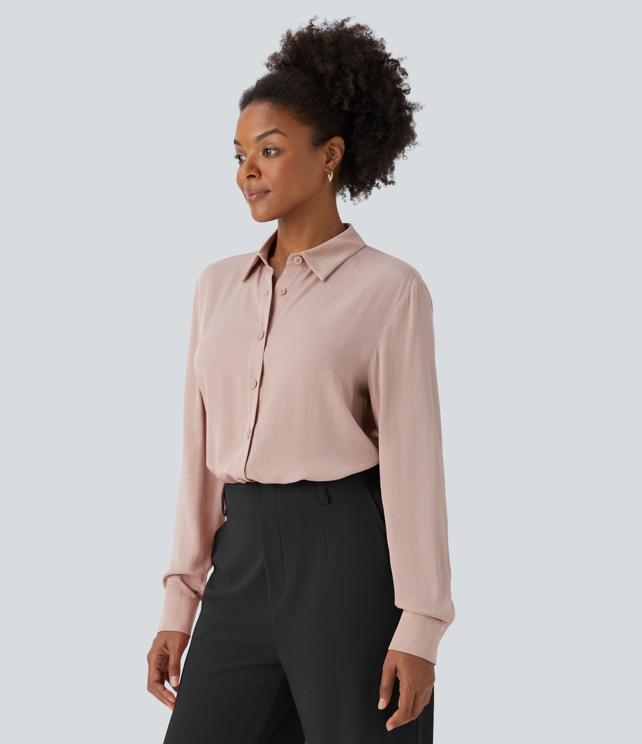 Halara button long sleeve wrinkle workwear shirt