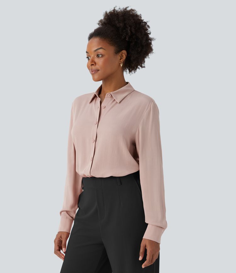 Halara button long sleeve wrinkle workwear shirt