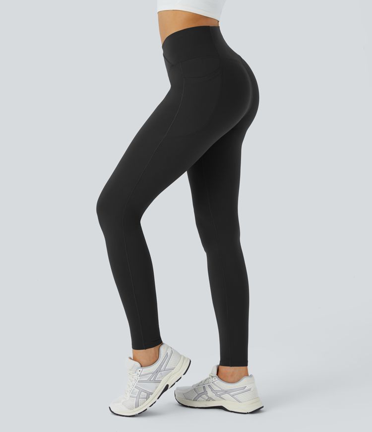Patitoff® Pet Hair Resistant Thermal Crossover Side Pocket Casual Leggings