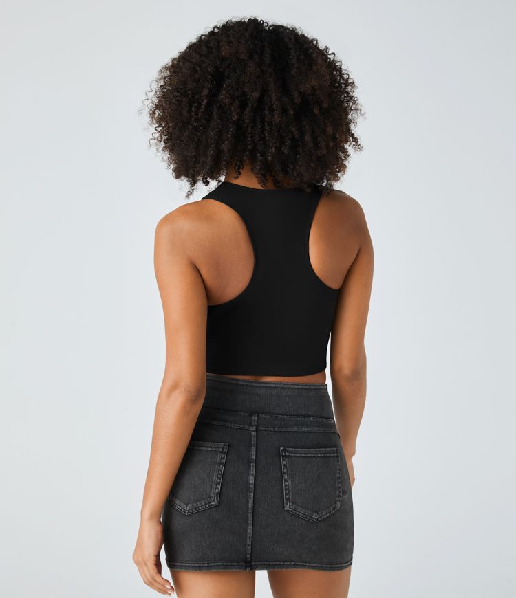 Backless Racerback Cut Out Ripped Cropped Casual Tank Top