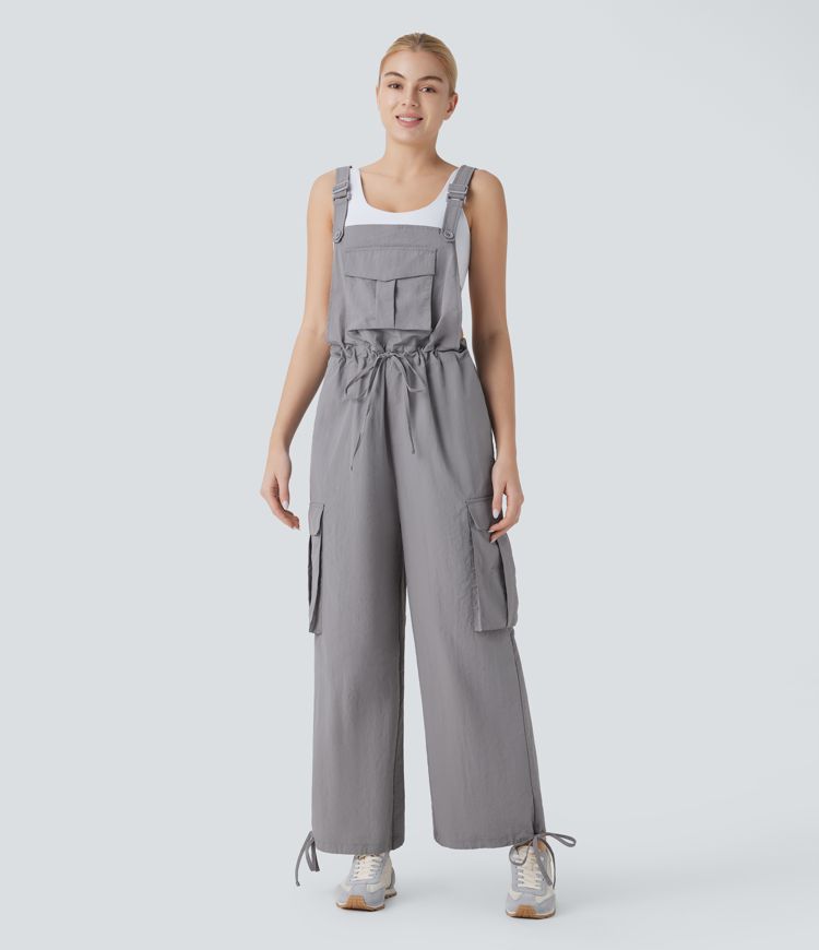 Drawstring  Relax Casual Cargo Overall with Pockets