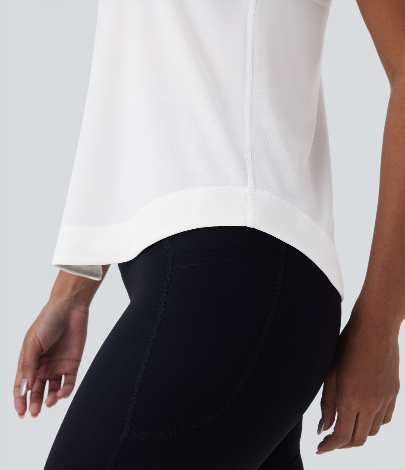 Racerback Curved Hem Stripe Quick Dry Running Tank Vest Top