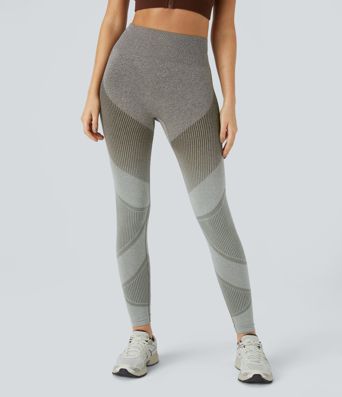 Lauf-Leggings mit hohem Bund, Farbverlauf und nahtlosem Flow Lauf-Leggings mit hohem Bund, Farbverlauf und nahtlosem Flow