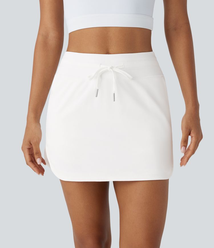 Softlyzero™ QuickDry High Waisted Drawstring Side Pocket 2-in-1 Curved Hem Mini Golf Skirt-Golf Tee Pocket