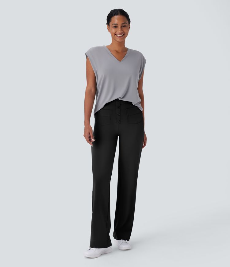 Blusa oficina cuello V manga corta