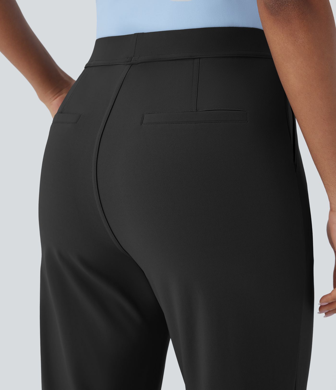 Pantalón  oficina tiro alto ajustado tobillo bolsillo lateral