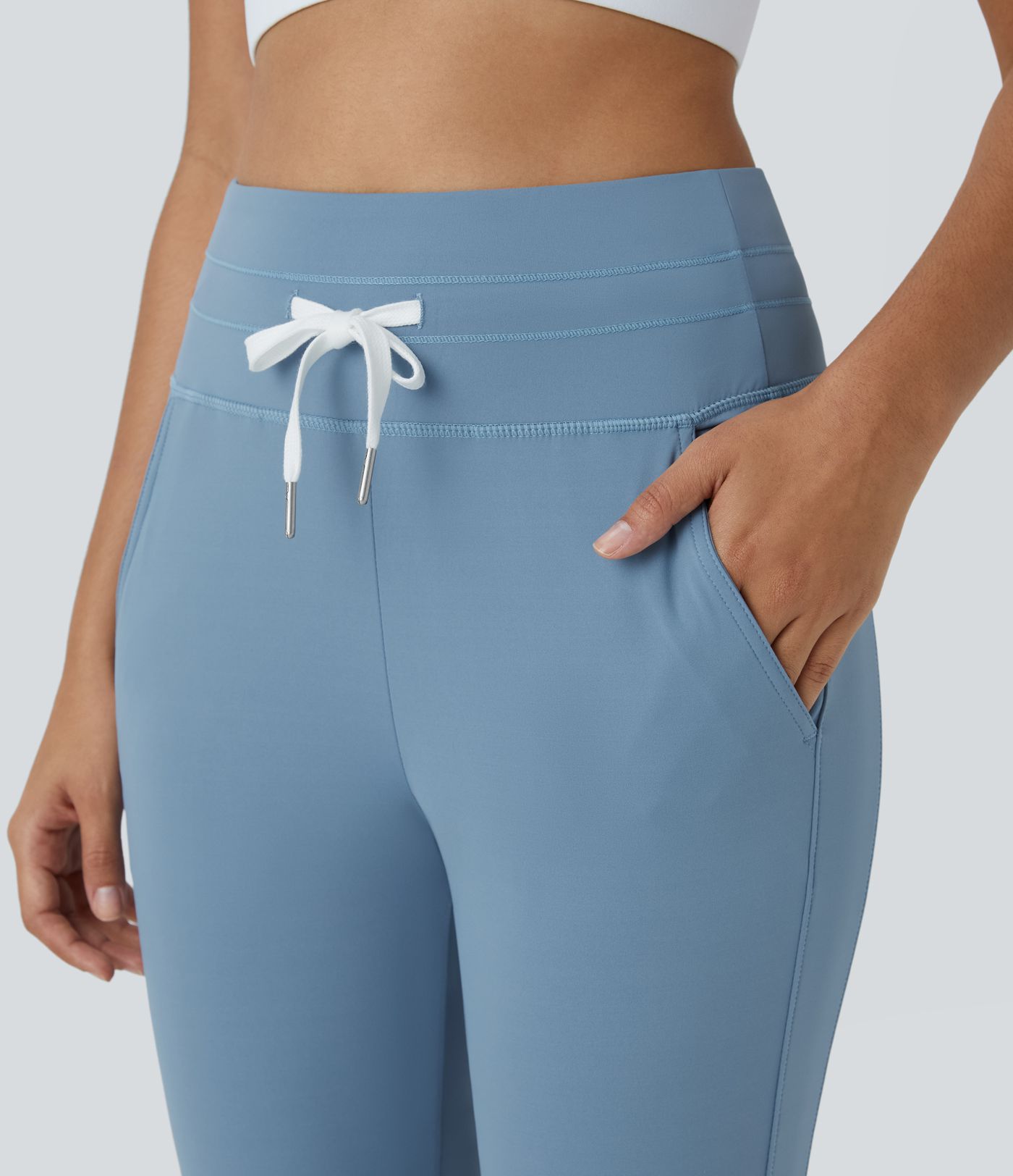 Pantalones Jogger Suaves de Cintura Alta con Cordón y Bolsillos Lisos SoftlyZero™