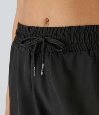 Mid Rise Drawstring Contrast Mesh 2-in-1 Flowy Running Shorts 5''