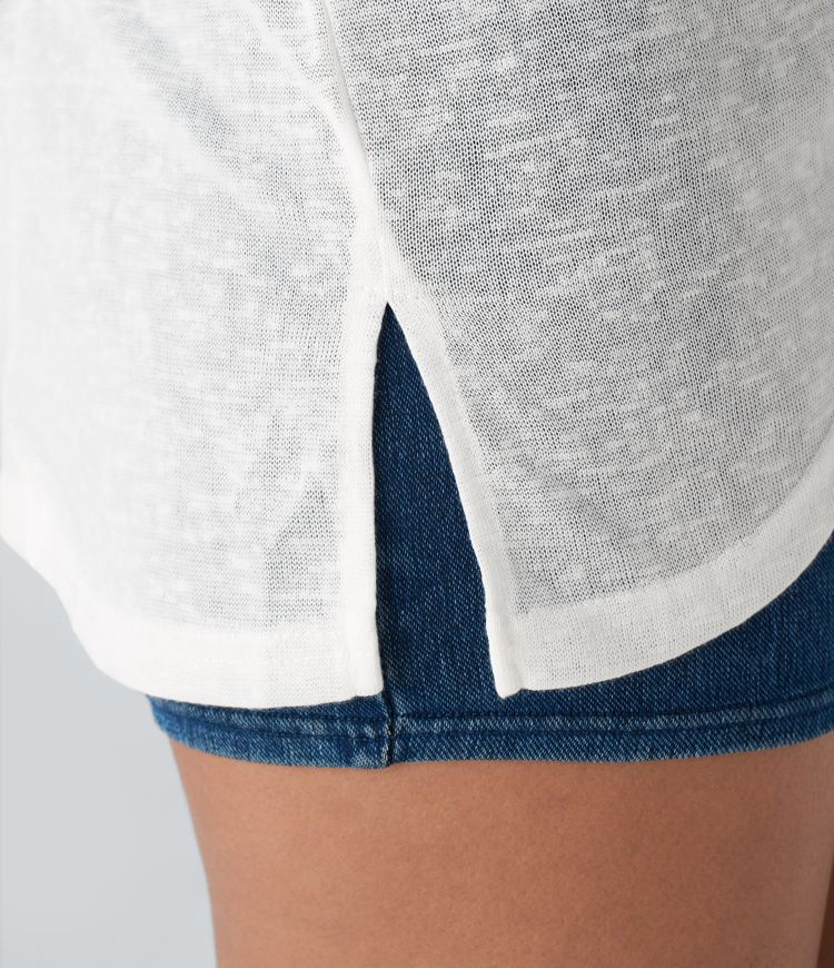 Asymmetric Split Hem Sheer Oversize Casual Top