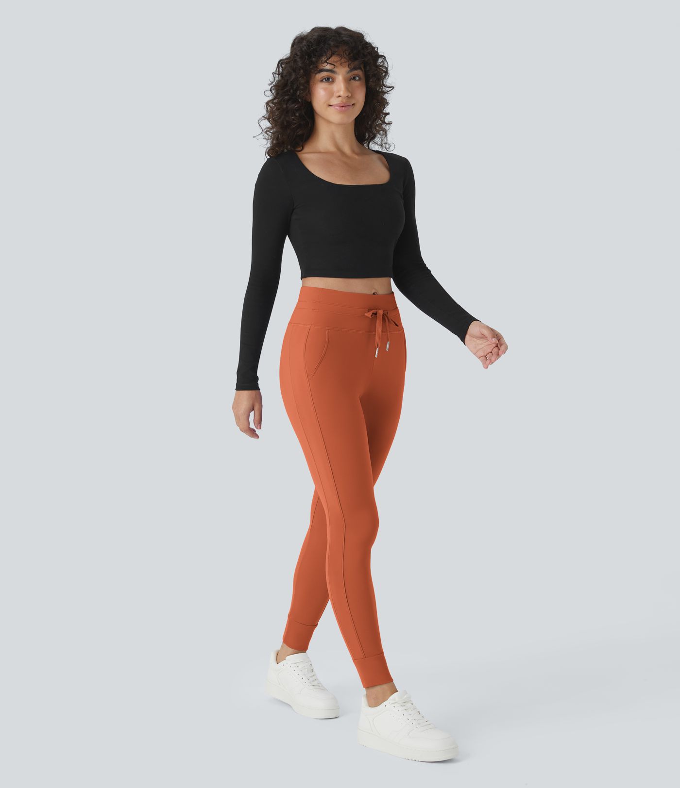 Softlyzero™ Plush High-Waist Drawstring Side Pocket Solid Full-Length Joggers