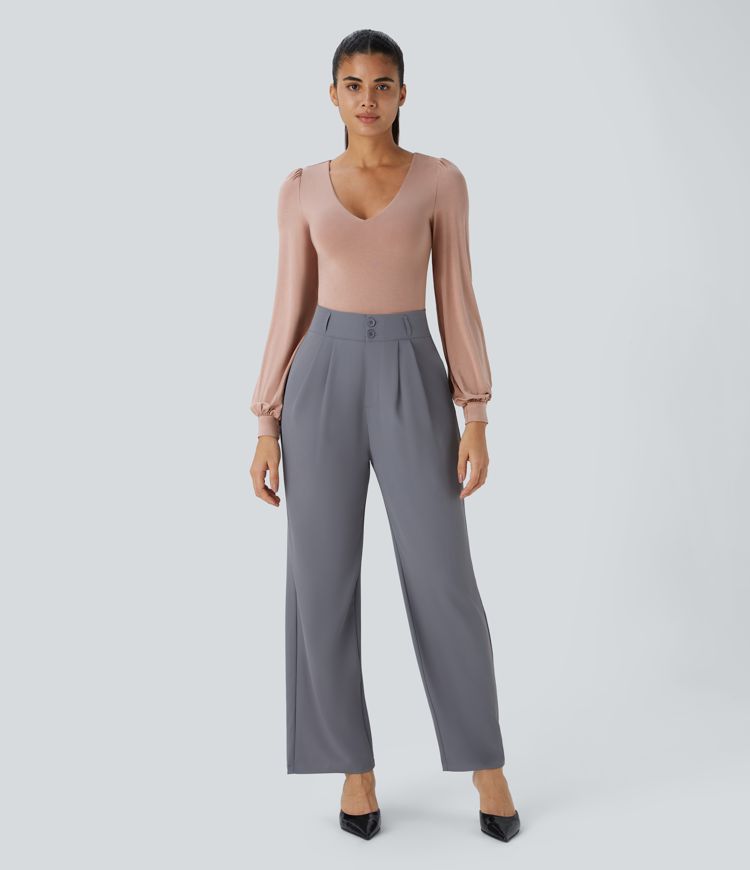 Body traje oficina botón manga larga cuello V