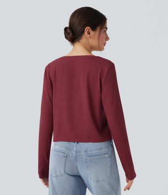 Ribbed Knit Henley Neck Long Sleeve Casual Top Ribbed Knit Henley Neck Long Sleeve Casual Top