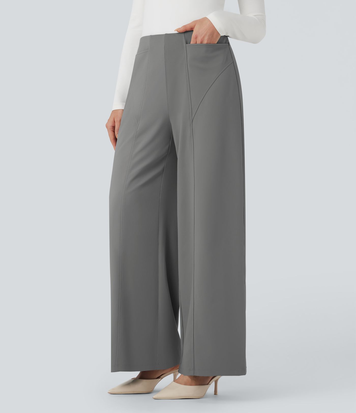 Halara Flex™ DayStretch Mid Rise Wide Leg Work Pants with Pockets