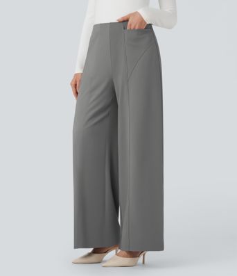 Halara Flex™ DayStretch Mid Rise Wide Leg Work Pants with Pockets