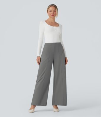 Halara Flex™ DayStretch Mid Rise Wide Leg Work Pants with Pockets