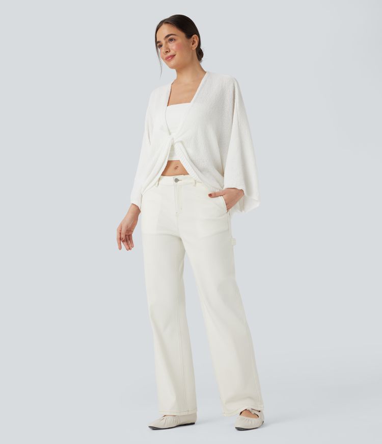 Halara Flex™ Water-Repellent Oil-Resistant Mid Rise Straight Leg Casual Jeans with Pockets