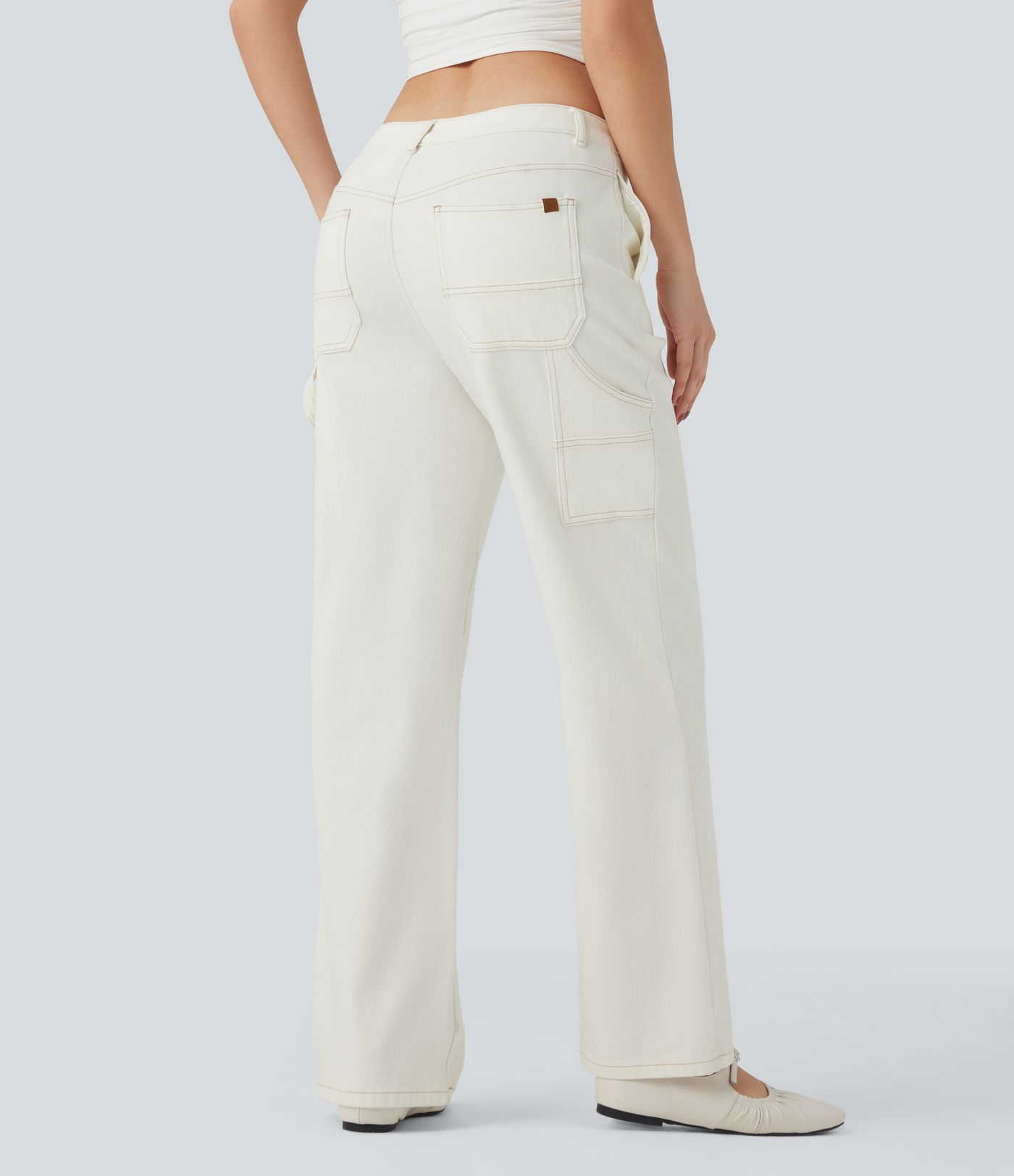 Halara Flex™ Water-Repellent Oil-Resistant Mid Rise Straight Leg Casual Jeans with Pockets