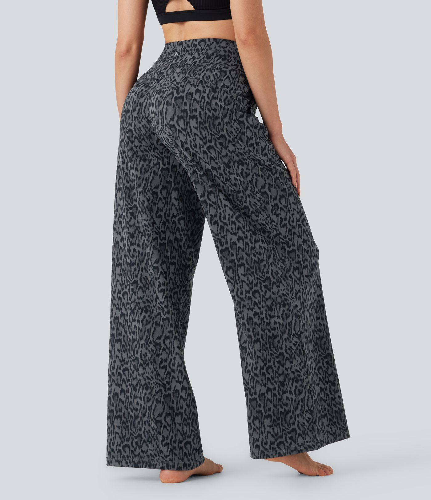 Halara UltraSculpt™ Leopard Print High-waisted Wide Leg Yoga Pants with Pockets