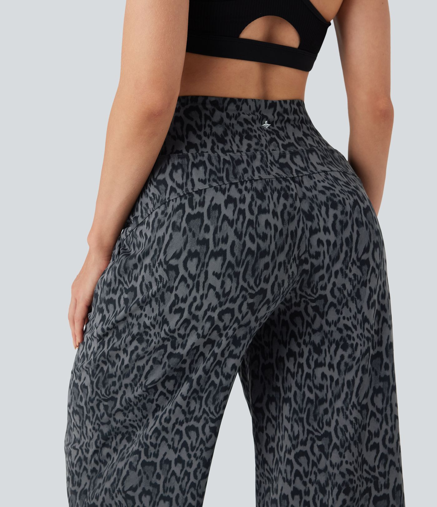 Halara UltraSculpt™ Leopard Print High-waisted Wide Leg Yoga Pants with Pockets