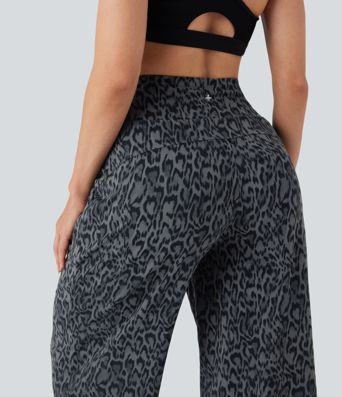 Halara UltraSculpt™ Leopard Print High-waisted Wide Leg Yoga Pants with Pockets