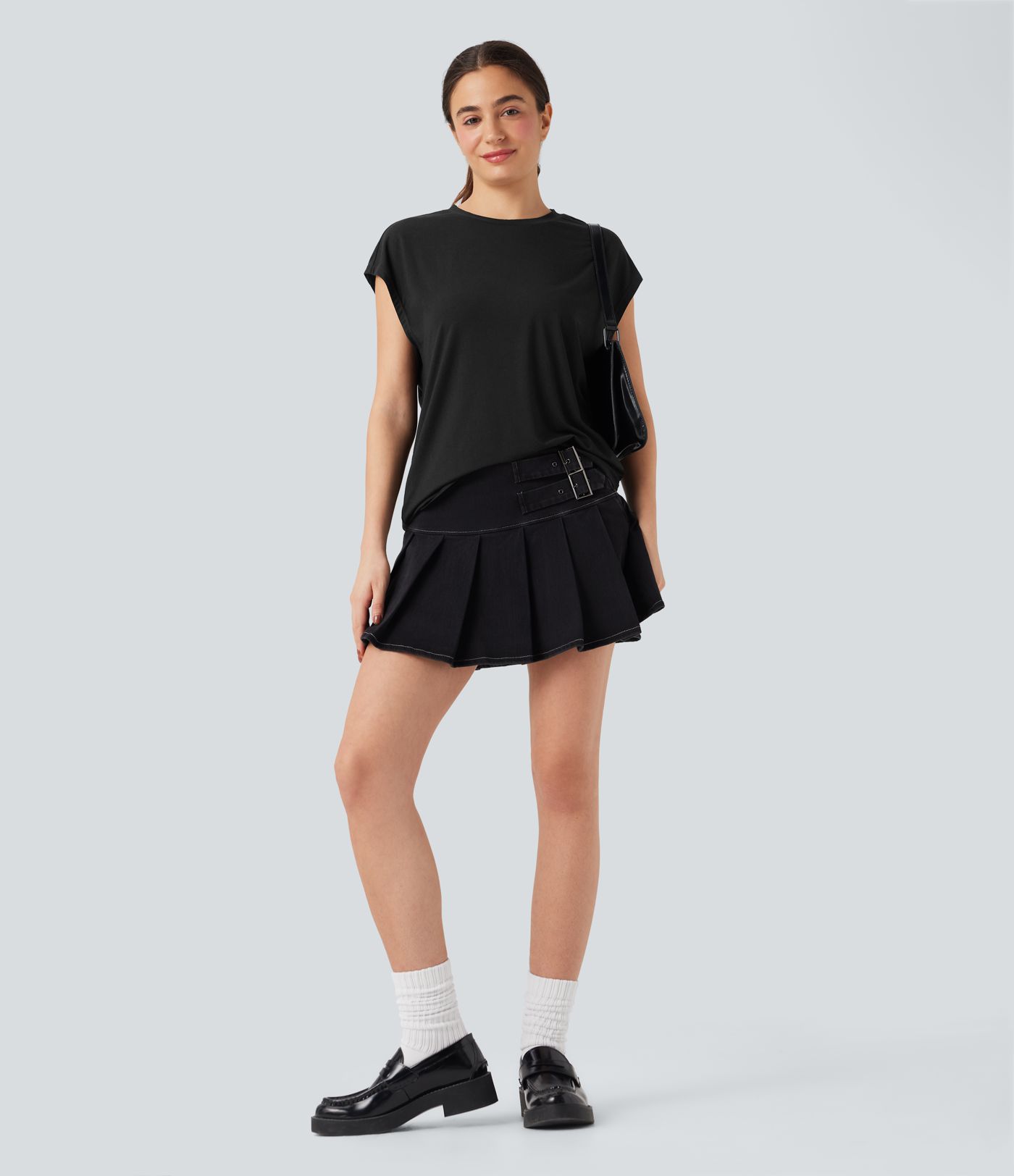 Round Neck Cap Sleeve Casual Top