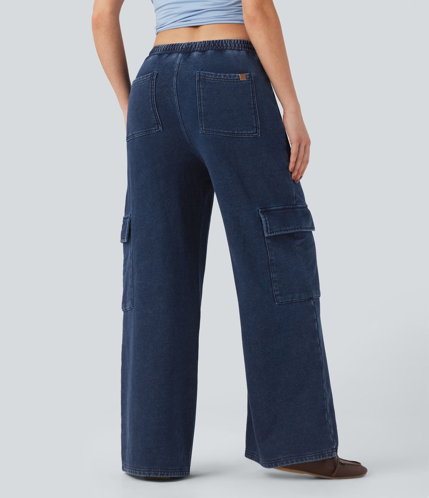 Halara Flex™ Mid Rise Drawstring Straight Leg Casual French Terry Cargo Sweatpants Jeans with Pockets