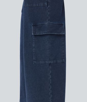 Halara Flex™ Mid Rise Drawstring Straight Leg Casual French Terry Cargo Sweatpants Jeans with Pockets