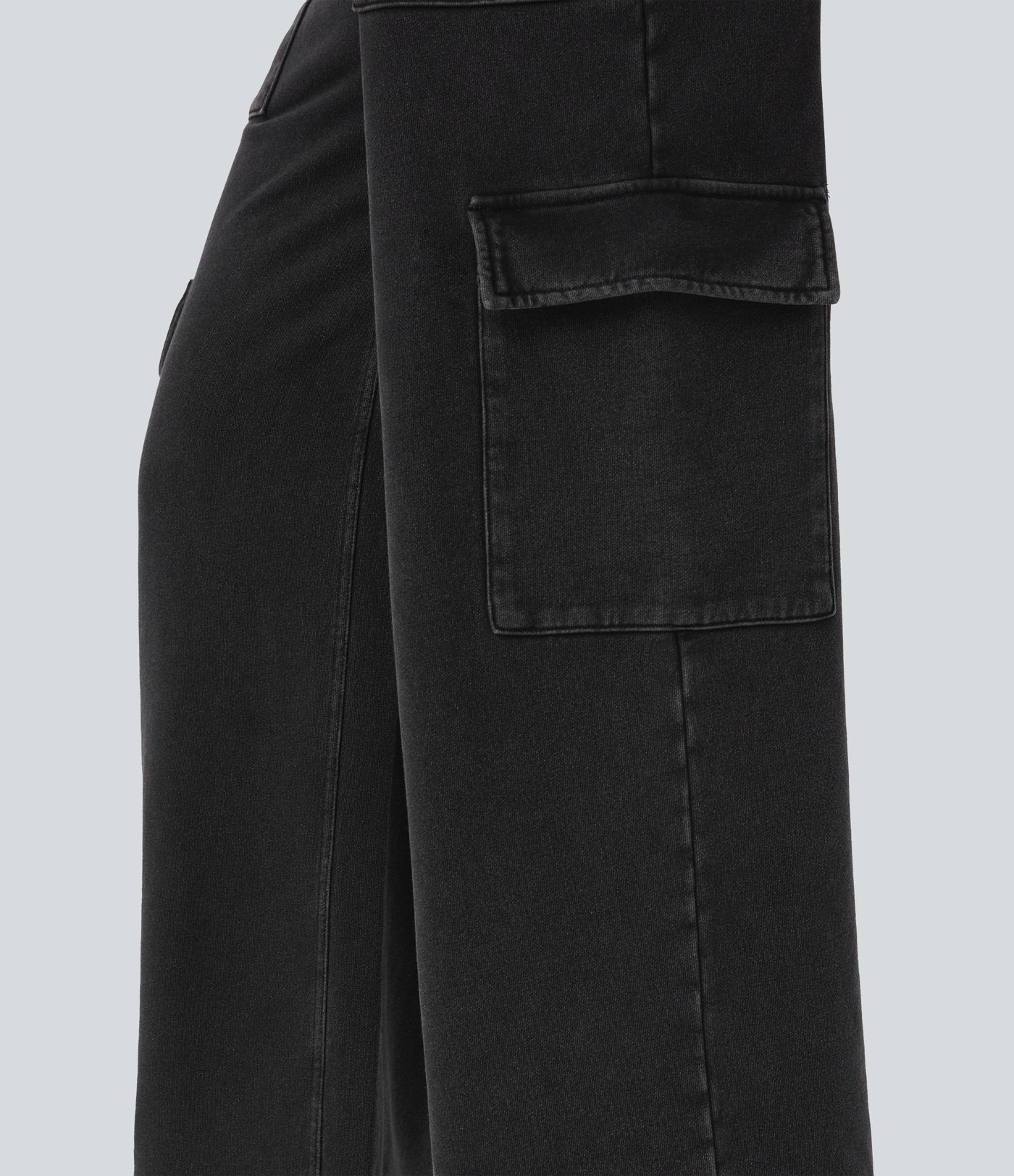 Halara Flex™ Mid Rise Drawstring Straight Leg Casual French Terry Cargo Sweatpants Jeans with Pockets