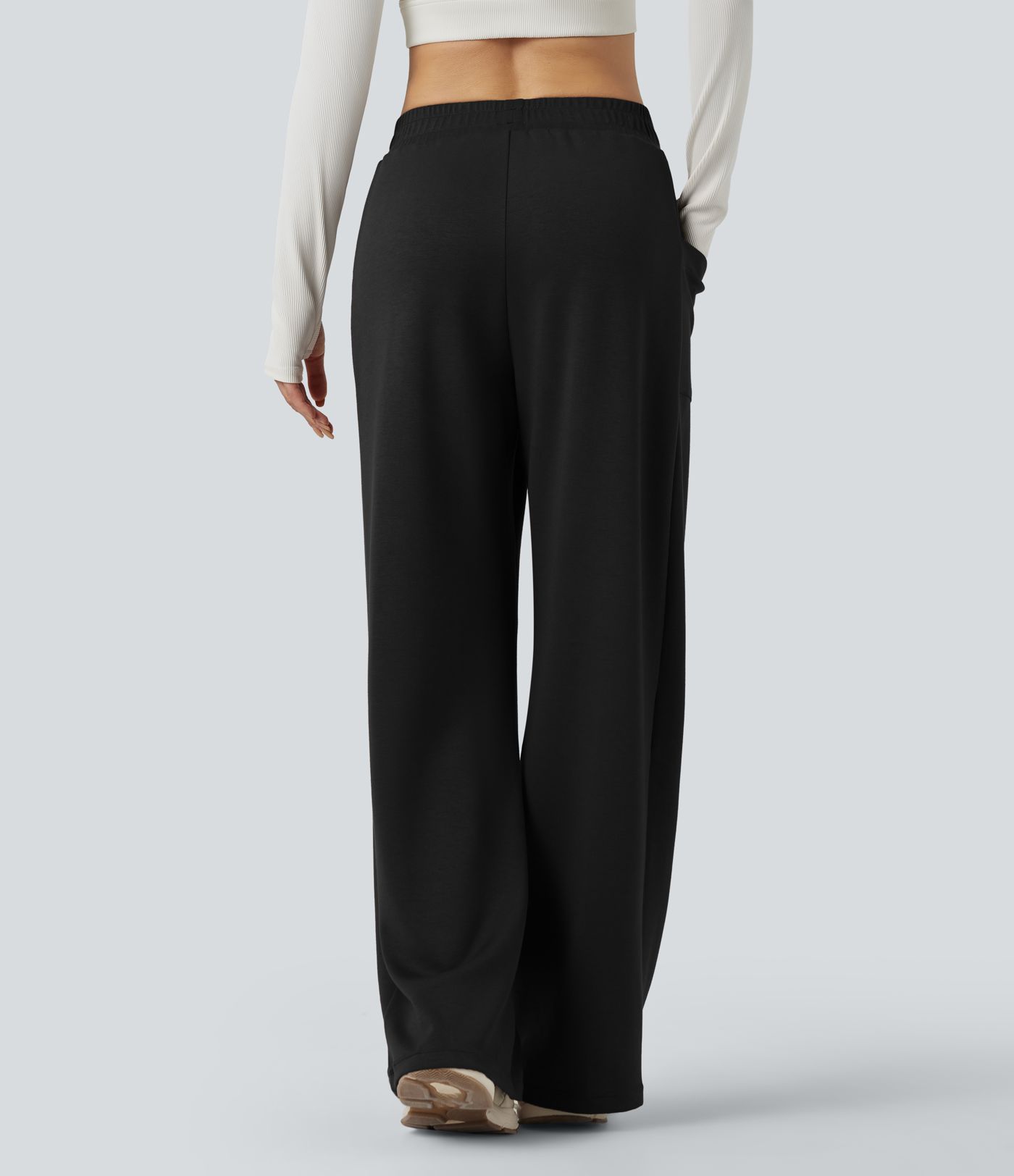 High Waisted Straight Leg Yoga Pants with Pockets
